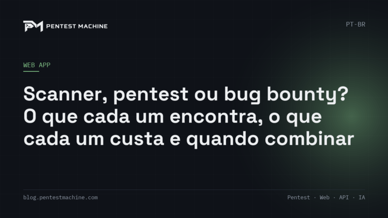 Scanner, pentest ou bug bounty? O que cada um encontra, o que cada um custa e quando combinar
